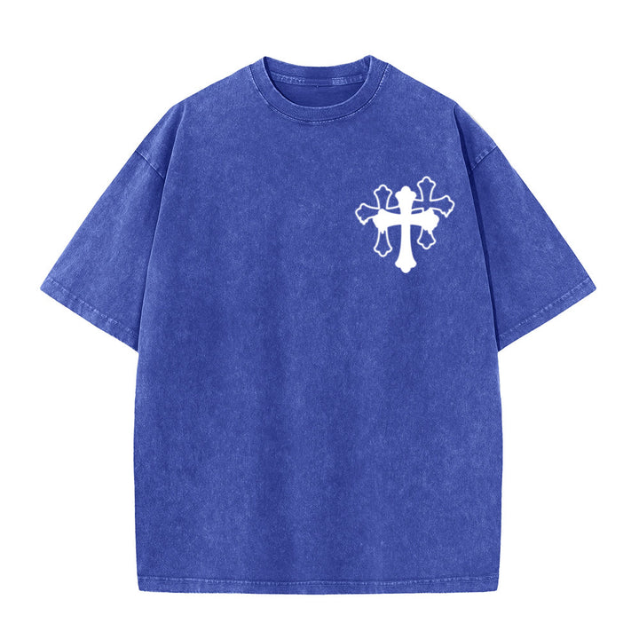 Christianartworkshop Bewegt Stille Gebete Lautes stilisiertes Kreuz Gemischte Schriftzüge Unisex Gewaschenes T-Shirt - image 10