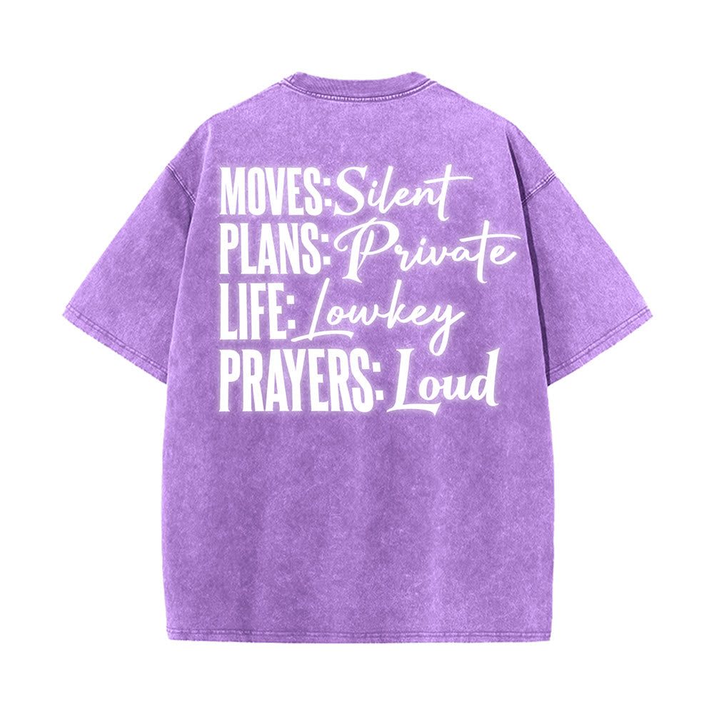Christianartworkshop Bewegt Stille Gebete Lautes stilisiertes Kreuz Gemischte Schriftzüge Unisex Gewaschenes T-Shirt - image 8