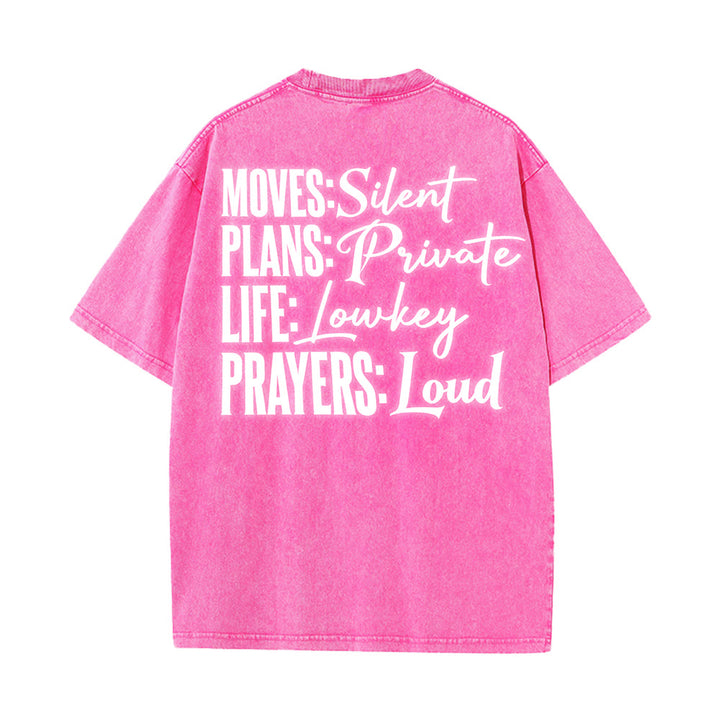 Christianartworkshop Bewegt Stille Gebete Lautes stilisiertes Kreuz Gemischte Schriftzüge Unisex Gewaschenes T-Shirt - image 5