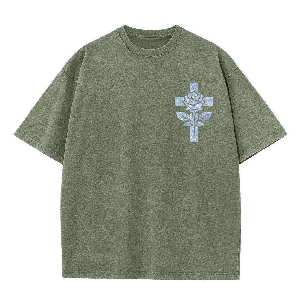 Christianartworkshop Jesus Is My Stylist Römer 13:14 Glitzerbuchstabe Rosenkreuz Unisex-T-Shirt (vorgewaschen) - image 29