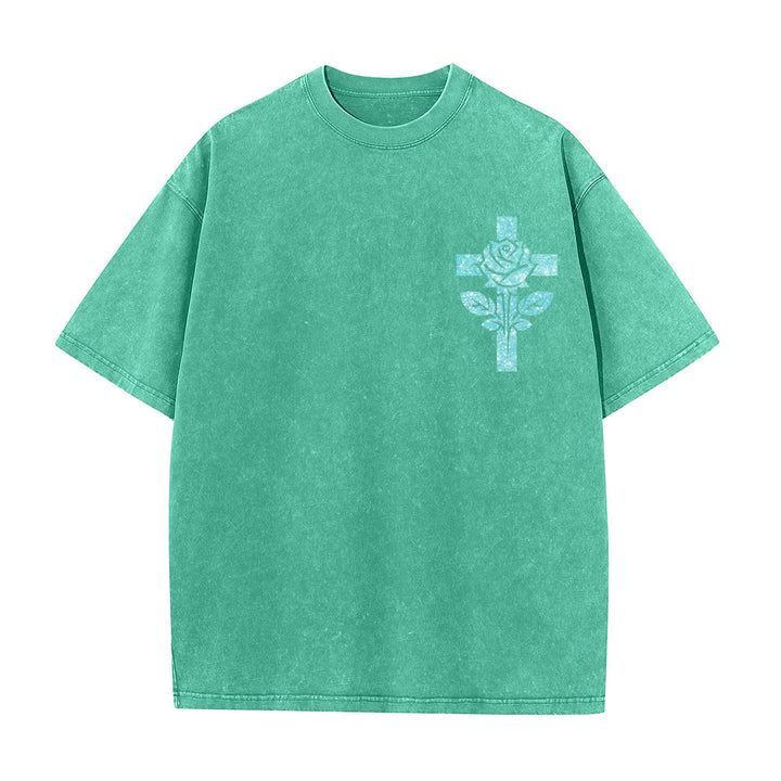 Christianartworkshop Jesus Is My Stylist Römer 13:14 Glitzerbuchstabe Rosenkreuz Unisex-T-Shirt (vorgewaschen) - image 1