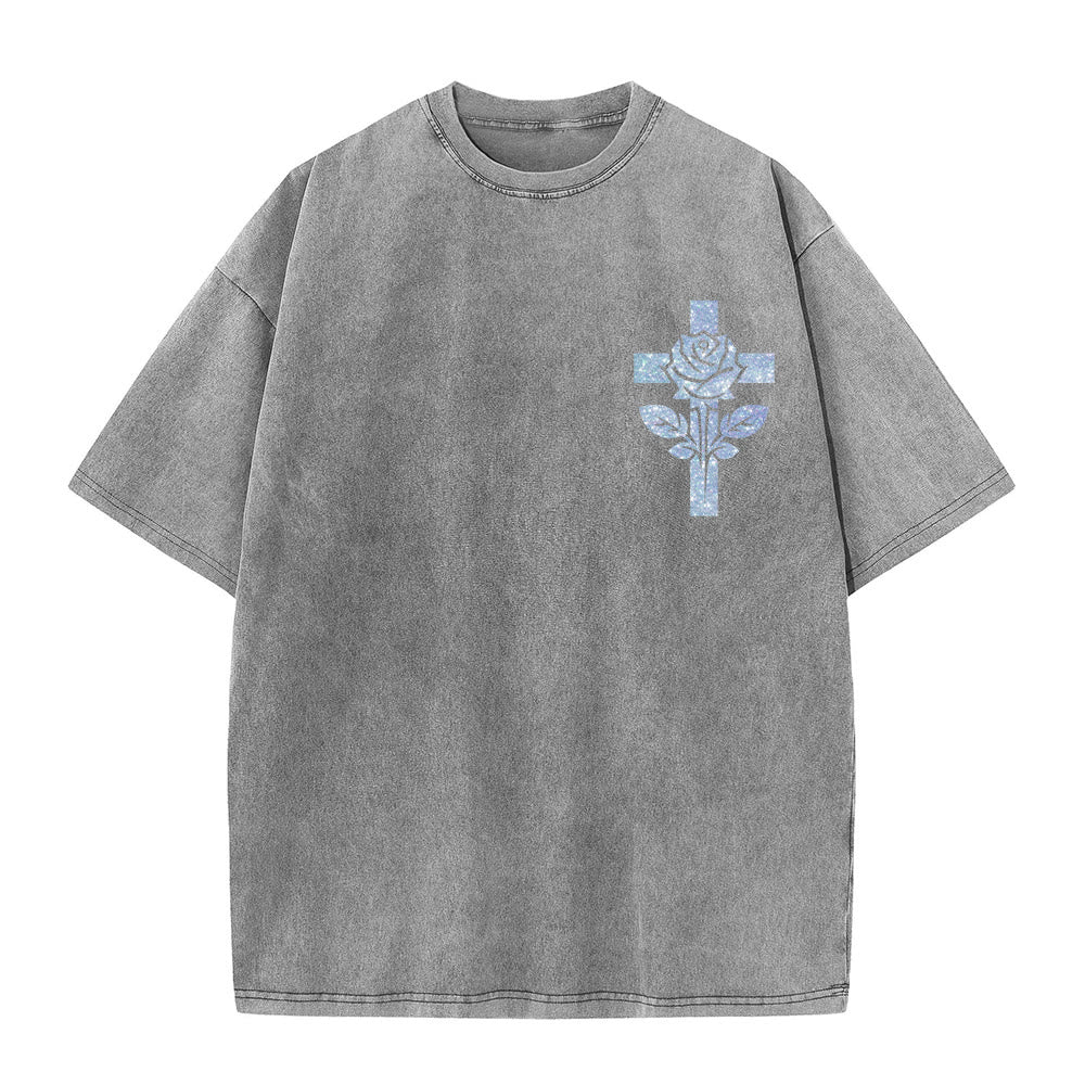 Christianartworkshop Jesus Is My Stylist Römer 13:14 Glitzerbuchstabe Rosenkreuz Unisex-T-Shirt (vorgewaschen) - image 19