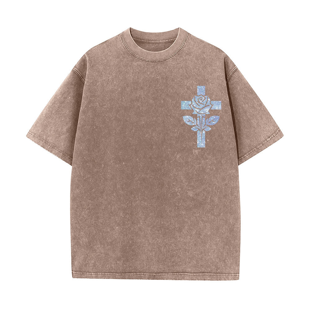 Christianartworkshop Jesus Is My Stylist Römer 13:14 Glitzerbuchstabe Rosenkreuz Unisex-T-Shirt (vorgewaschen) - image 4