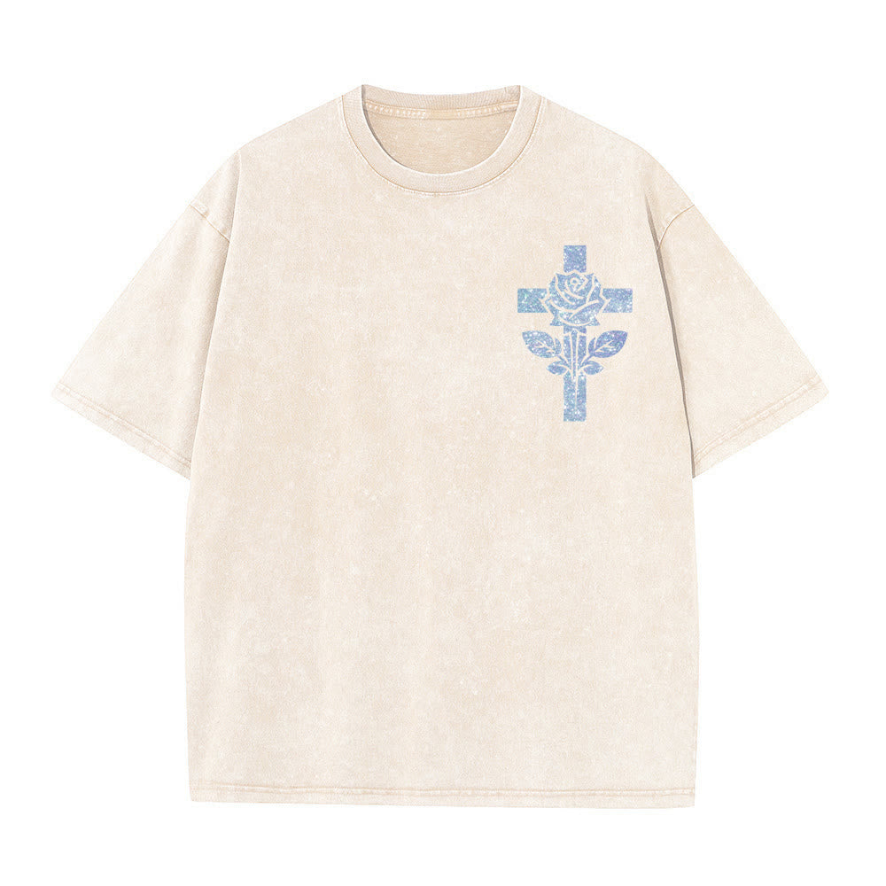 Christianartworkshop Jesus Is My Stylist Römer 13:14 Glitzerbuchstabe Rosenkreuz Unisex-T-Shirt (vorgewaschen) - image 7