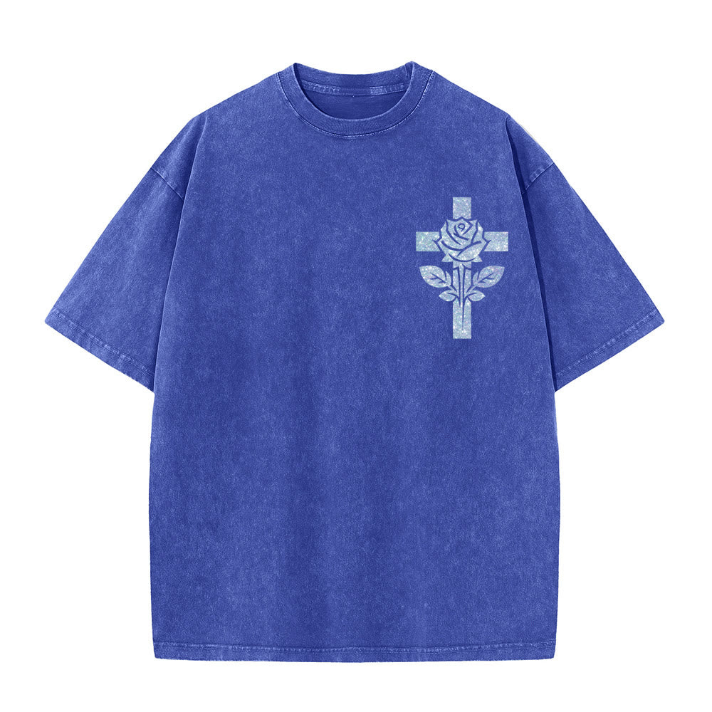 Christianartworkshop Jesus Is My Stylist Römer 13:14 Glitzerbuchstabe Rosenkreuz Unisex-T-Shirt (vorgewaschen) - image 16