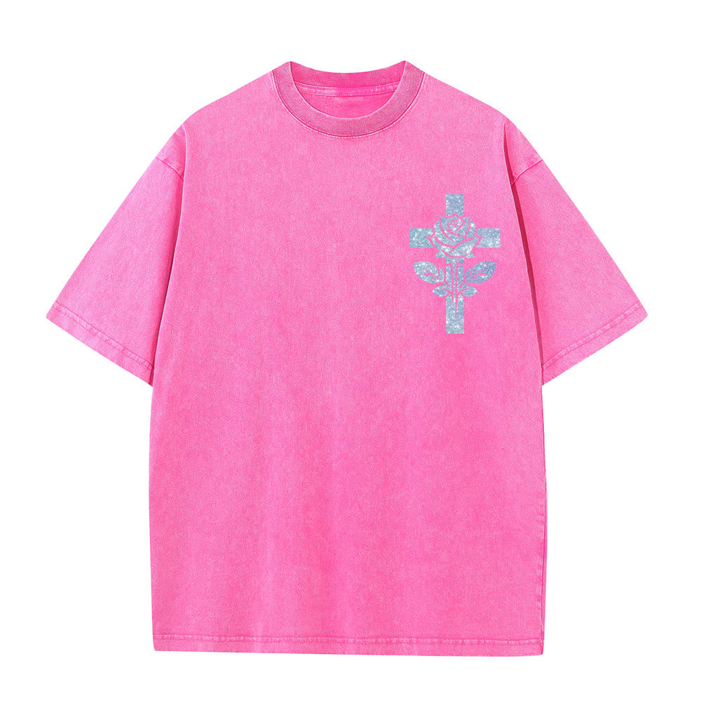Christianartworkshop Jesus Is My Stylist Römer 13:14 Glitzerbuchstabe Rosenkreuz Unisex-T-Shirt (vorgewaschen) - image 10