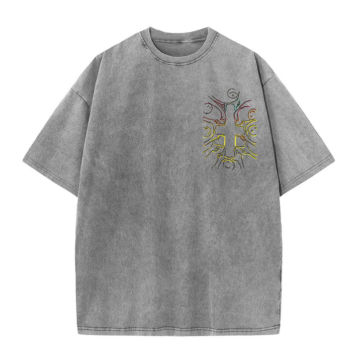 Christianartworkshop Einheitskreuz Menschliche Figur Linienkunst Unisex Gewaschenes T-Shirt - image 22