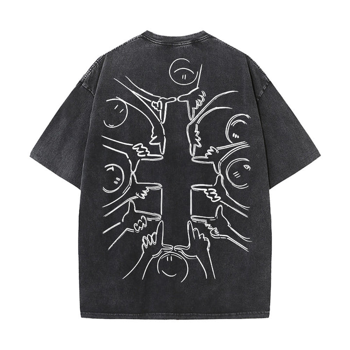 Christianartworkshop Einheitskreuz Menschliche Figur Linienkunst Unisex Gewaschenes T-Shirt - image 25