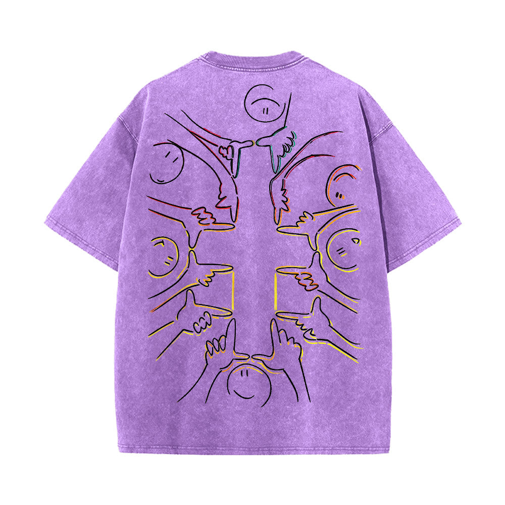 Christianartworkshop Einheitskreuz Menschliche Figur Linienkunst Unisex Gewaschenes T-Shirt - image 17