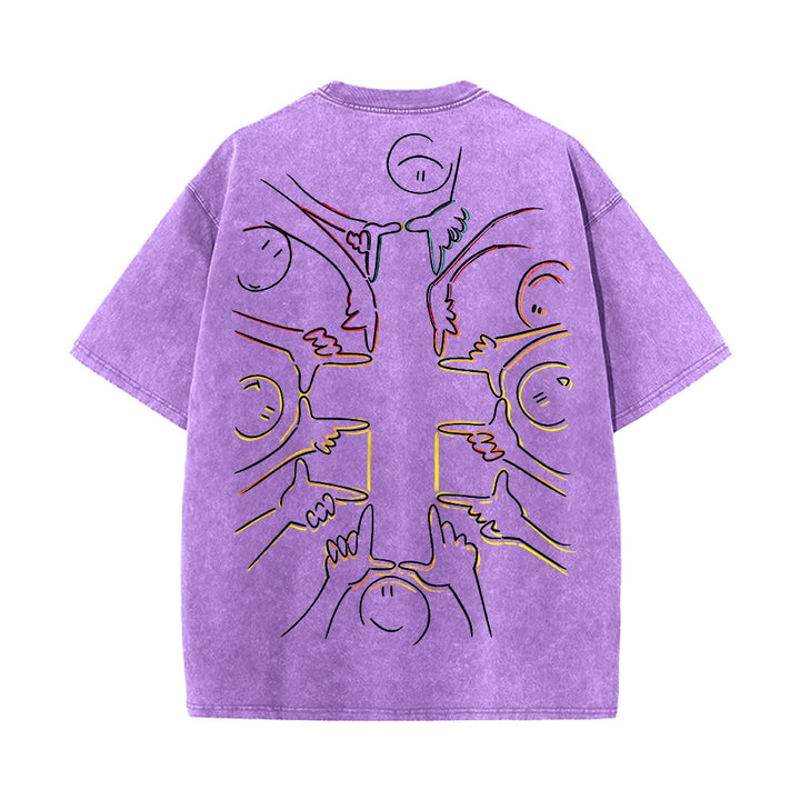 Christianartworkshop Einheitskreuz Menschliche Figur Linienkunst Unisex Gewaschenes T-Shirt - image 17
