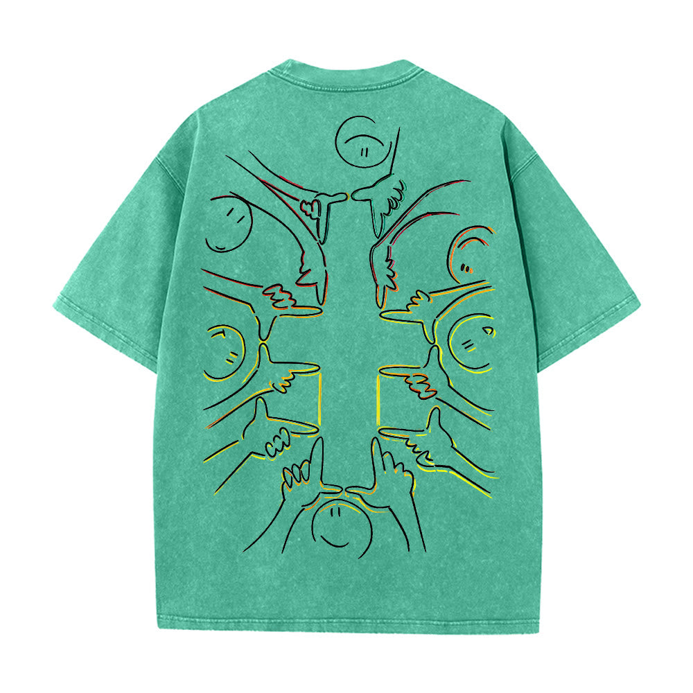 Christianartworkshop Einheitskreuz Menschliche Figur Linienkunst Unisex Gewaschenes T-Shirt - image 5