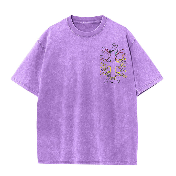 Christianartworkshop Einheitskreuz Menschliche Figur Linienkunst Unisex Gewaschenes T-Shirt - image 16