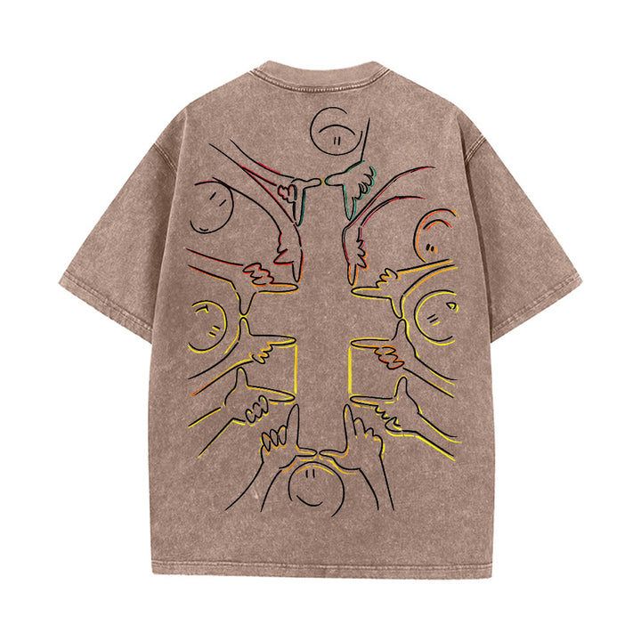 Christianartworkshop Einheitskreuz Menschliche Figur Linienkunst Unisex Gewaschenes T-Shirt - image 8