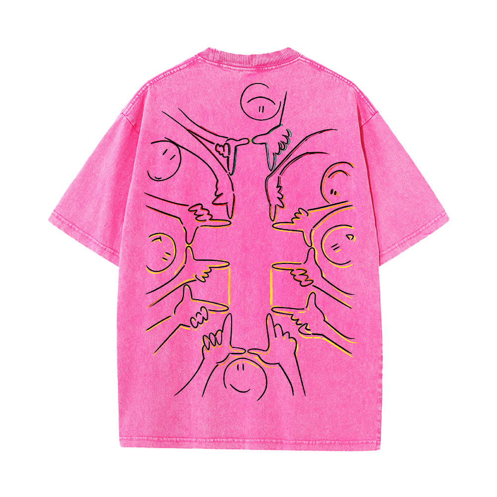 Christianartworkshop Einheitskreuz Menschliche Figur Linienkunst Unisex Gewaschenes T-Shirt - image 14