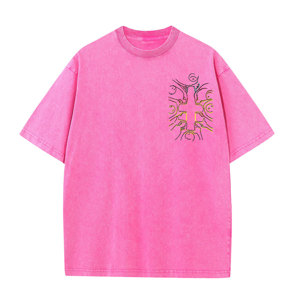 Christianartworkshop Einheitskreuz Menschliche Figur Linienkunst Unisex Gewaschenes T-Shirt - image 13