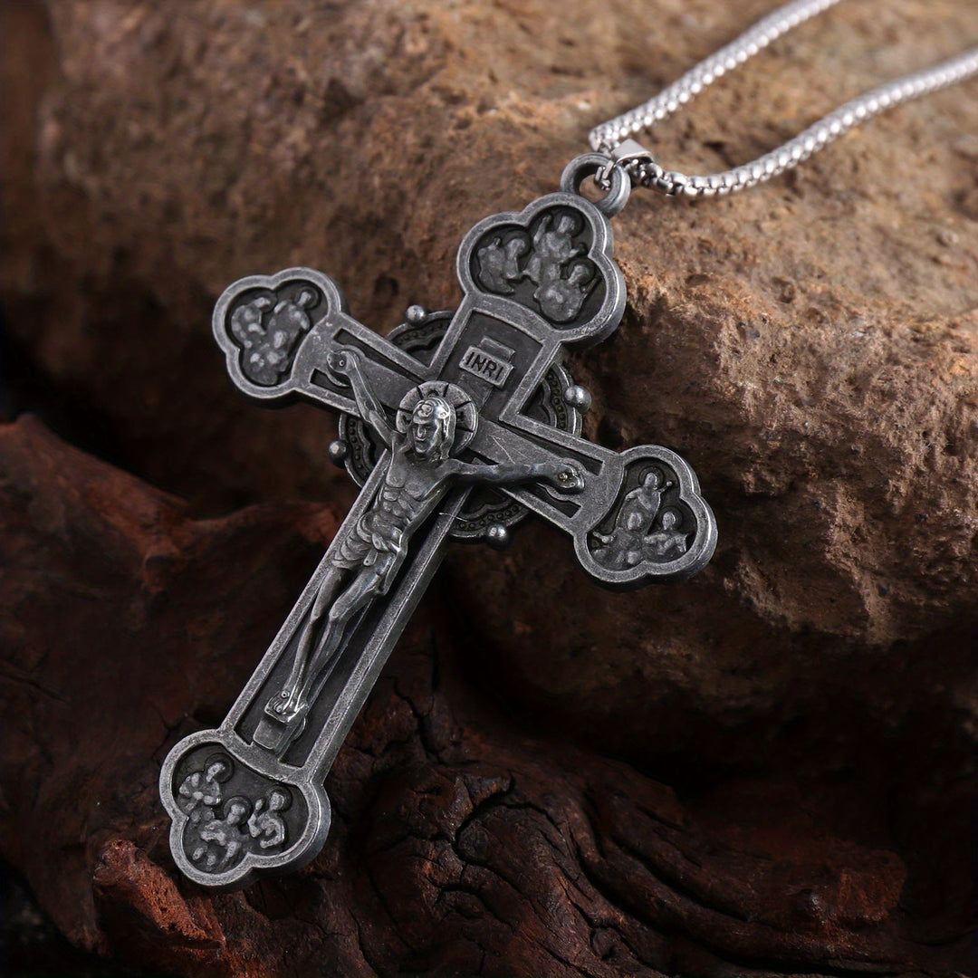 Christianartworkshop Verzierte Gliederkette mit Jesus-Silhouette und Kruzifix: Ein Zeichen der Erlösung Christi - 70 cm - image 0