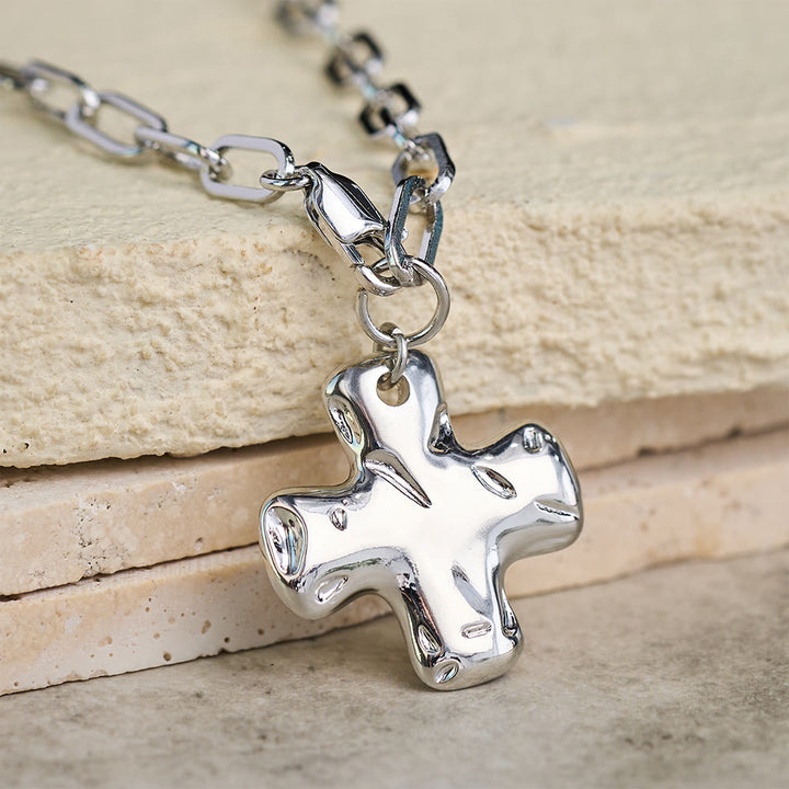 Minimalistische Kreuz-Halskette mit Büroklammer-Gliederkette von Christianartworkshop : Ein Symbol für modernen Glauben und Stil - Silber - image 6