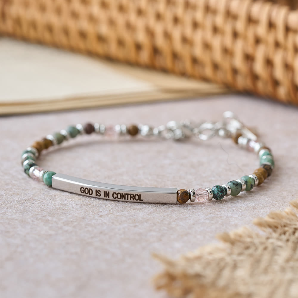 Christianartworkshop Armband aus natürlichem afrikanischem Türkis, Psalm 46:5: Graviertes Stab- und Steinperlen-Design - image 7