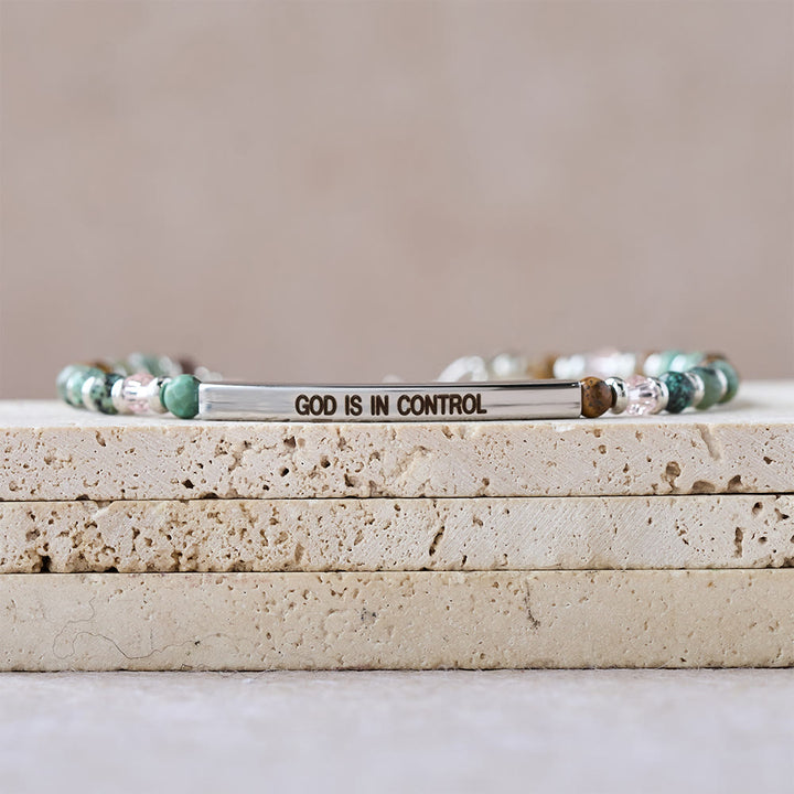 Christianartworkshop Armband aus natürlichem afrikanischem Türkis mit Psalm 46,5: Graviertes Stab- und Steinperlen-Design - image 8