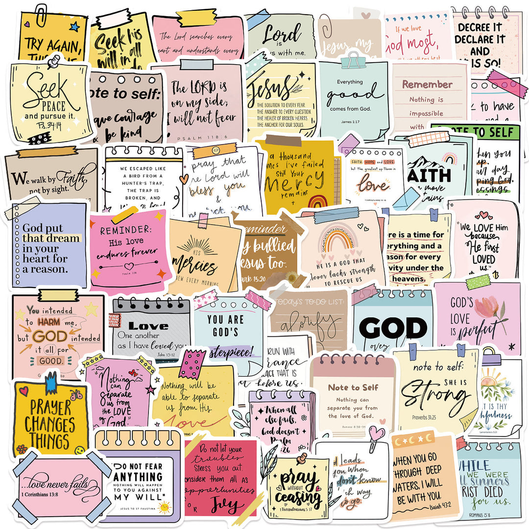 Christianartworkshop Aufkleber-Set mit biblischen Sprüchen zum Thema Glaube: Inspirierende Notizen für Tagebücher - Set mit 50 Stück - image 0