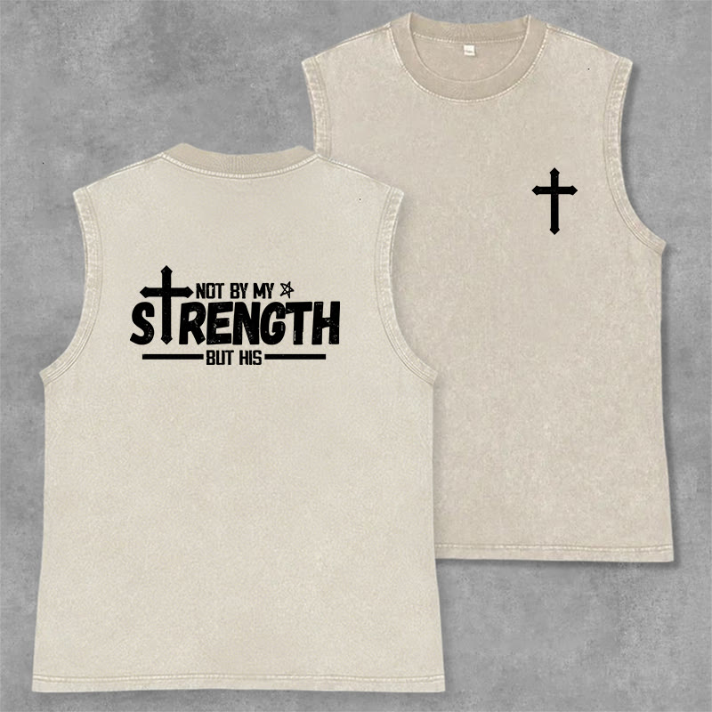 Christianartworkshop Nicht durch meine Kraft, sondern durch seinen Glauben Statement Unisex-Tanktop - Beige - 2XL - image 7