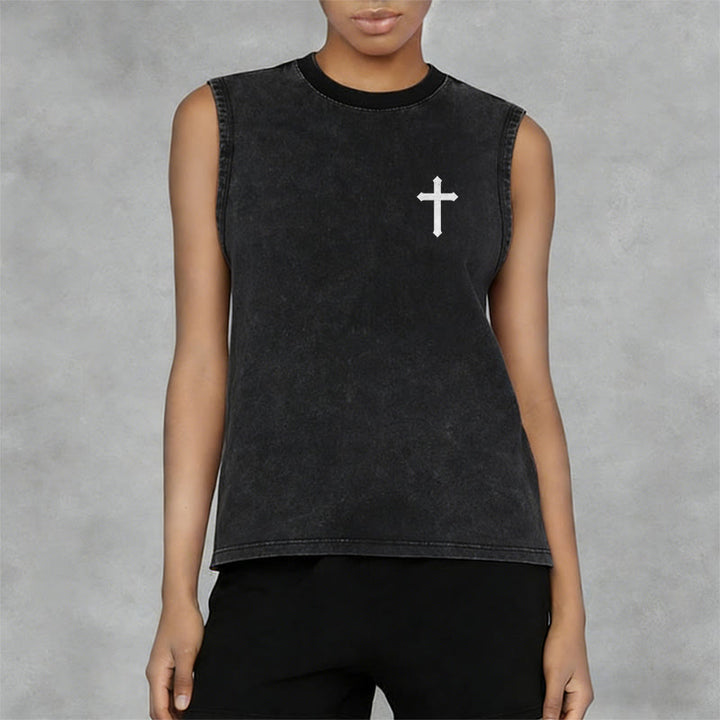 Christianartworkshop Nicht durch meine Kraft, sondern durch seinen Glauben Statement Unisex-Tanktop - image 25