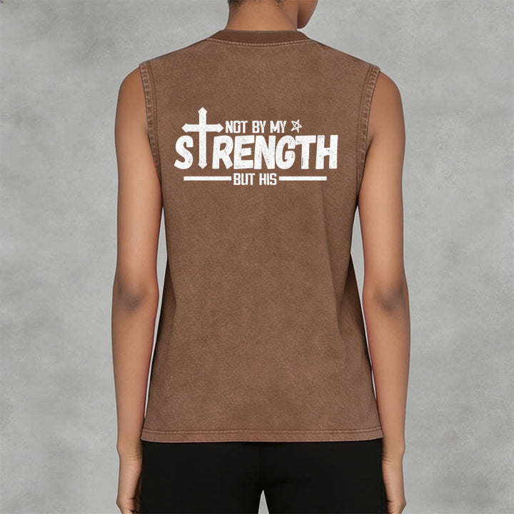 Christianartworkshop Nicht durch meine Kraft, sondern durch seinen Glauben Statement Unisex-Tanktop - image 3