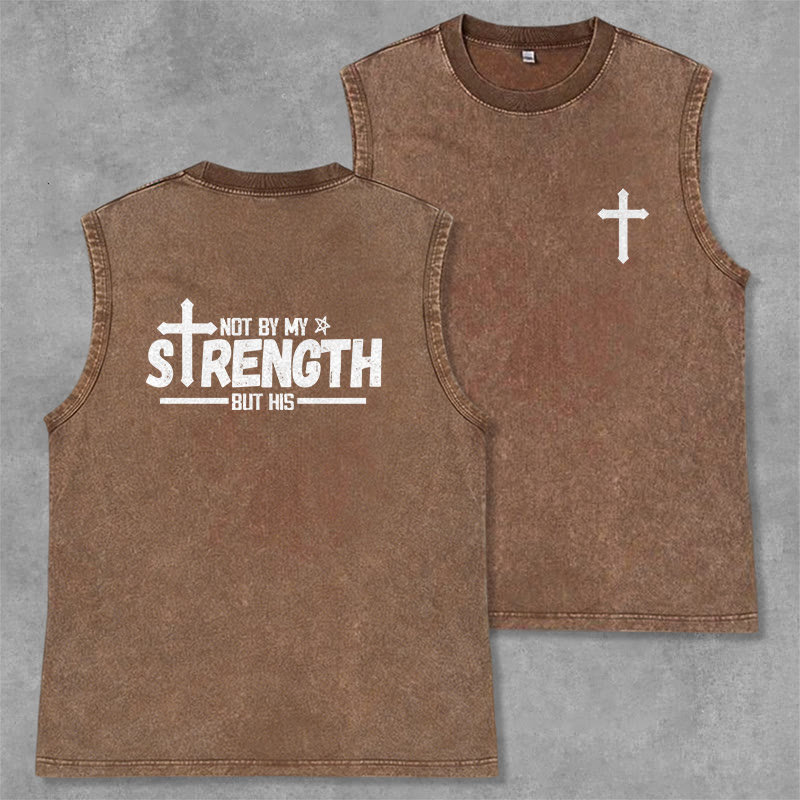 Christianartworkshop Nicht durch meine Kraft, sondern durch seinen Glauben Statement Unisex-Tanktop - Braun - 2XL - image 0