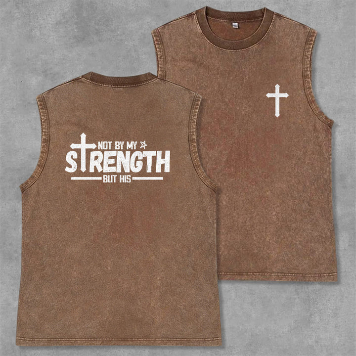 Christianartworkshop Nicht durch meine Kraft, sondern durch seinen Glauben Statement Unisex-Tanktop - Braun - 2XL - image 0