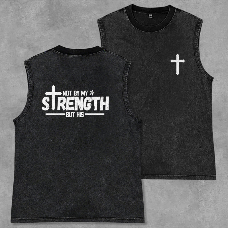 Christianartworkshop Nicht durch meine Kraft, sondern durch seinen Glauben Statement Unisex-Tanktop - Schwarz - 2XL - image 21