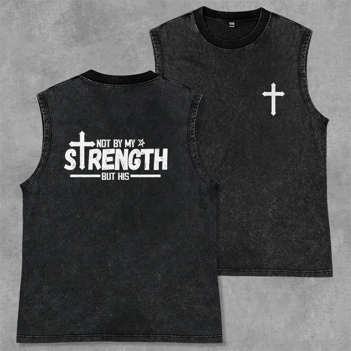 Christianartworkshop Nicht durch meine Kraft, sondern durch seinen Glauben Statement Unisex-Tanktop - Schwarz - 2XL - image 21