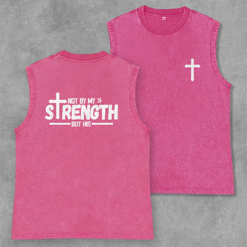 Christianartworkshop Nicht durch meine Kraft, sondern durch seinen Glauben Statement Unisex-Tanktop - Rosa - 2XL - image 28