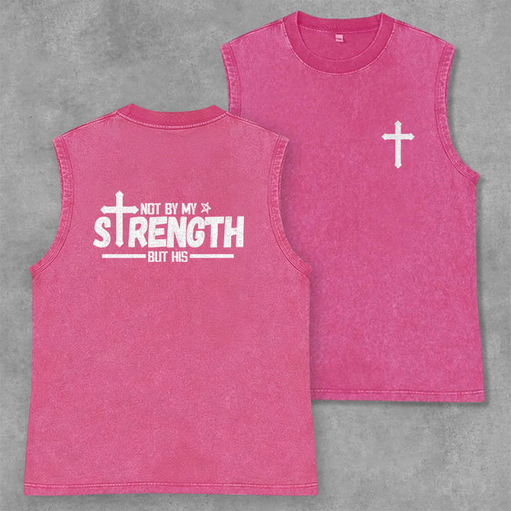 Christianartworkshop Nicht durch meine Kraft, sondern durch seinen Glauben Statement Unisex-Tanktop - Rosa - 2XL - image 28