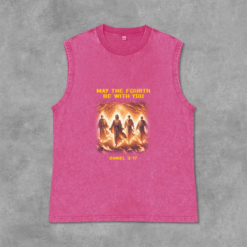 Christianartworkshop Möge der vierte Mai mit dir sein Daniel 3:17 Unisex-Tanktop - Rosa - 2XL - image 12