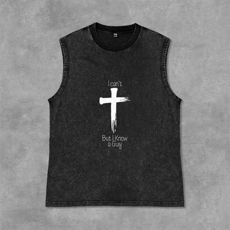 Christianartworkshop Ich kann nicht, aber ich kenne einen Typen Glaube Unisex-Tanktop - Schwarz - 2XL - image 0