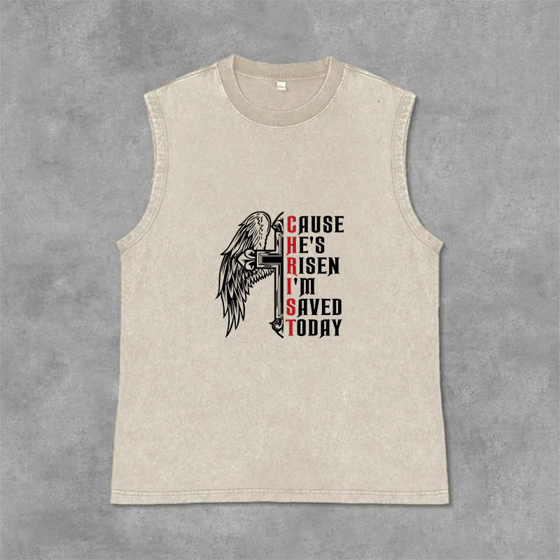 Christianartworkshop Oster-Spezial Kreuzflügel Er ist auferstanden Unisex-Tanktop - Beige - 2XL - image 0