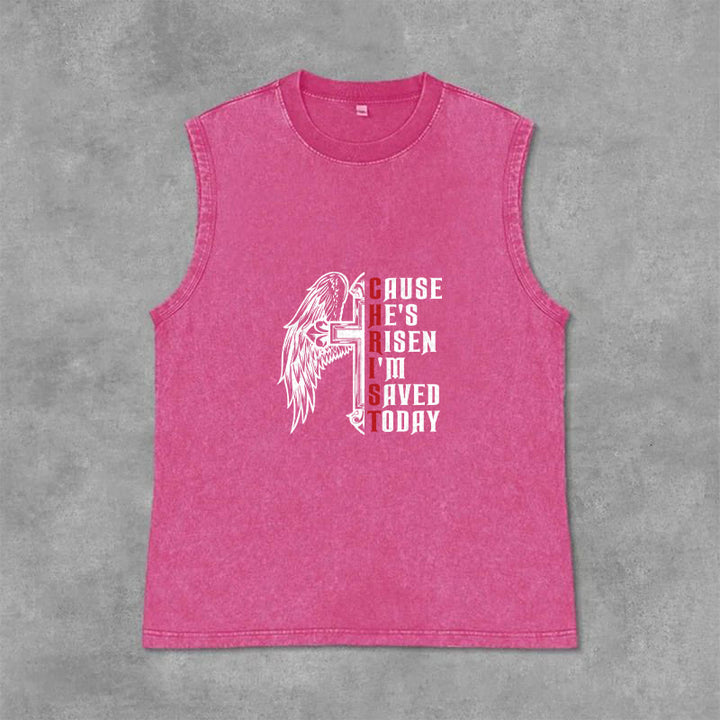 Christianartworkshop Oster-Spezial Kreuzflügel Er ist auferstanden Unisex-Tanktop - Rosa - 2XL - image 12