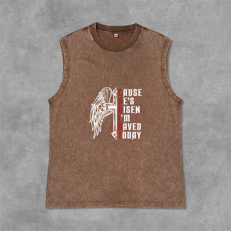 Christianartworkshop Oster-Special Cross Wing Er ist auferstanden Unisex-Tanktop - Braun - 2XL - image 9