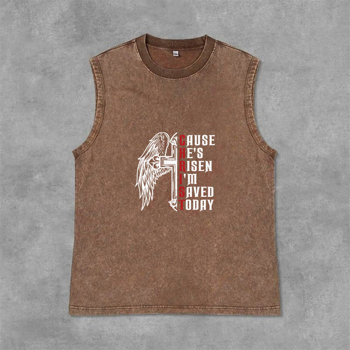 Christianartworkshop Oster-Special Cross Wing Er ist auferstanden Unisex-Tanktop - Braun - 2XL - image 9