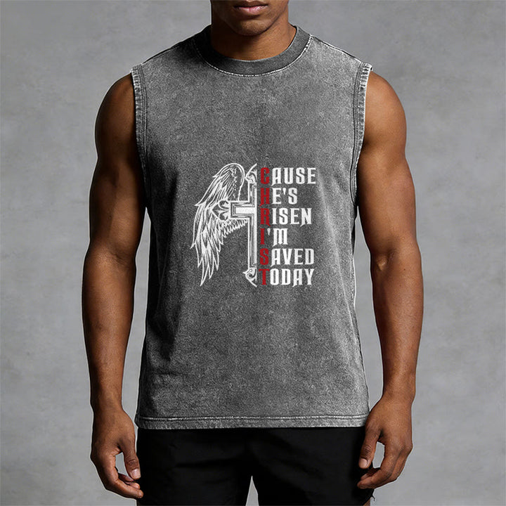 Christianartworkshop Oster-Spezial Kreuzflügel Er ist auferstanden Unisex-Tanktop - image 4
