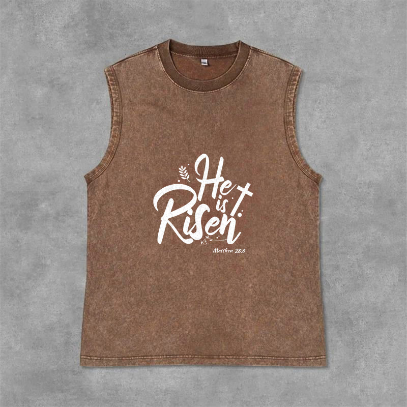 Christianartworkshop Er ist auferstanden Matthäus 28:6 Unisex-Tanktop - Braun - 2XL - image 0