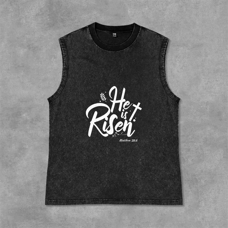 Christianartworkshop Er ist auferstanden Matthäus 28:6 Unisex-Tanktop - Schwarz - 2XL - image 3