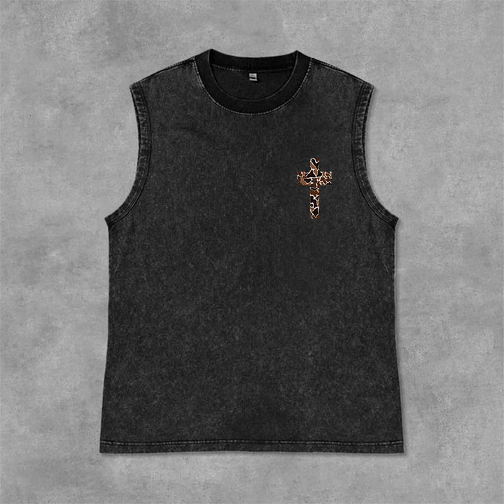 Christianartworkshop Ich vermag alles durch Christus Camo Cross Unisex Washed Tank Top - image 7