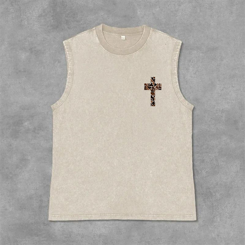 Christianartworkshop Ich vermag alles durch Christus Camo Cross Unisex Washed Tank Top - image 21
