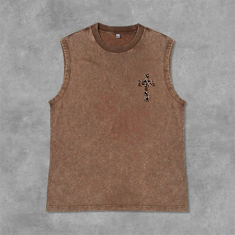 Christianartworkshop Ich vermag alles durch Christus Camo Cross Unisex Washed Tank Top - image 28