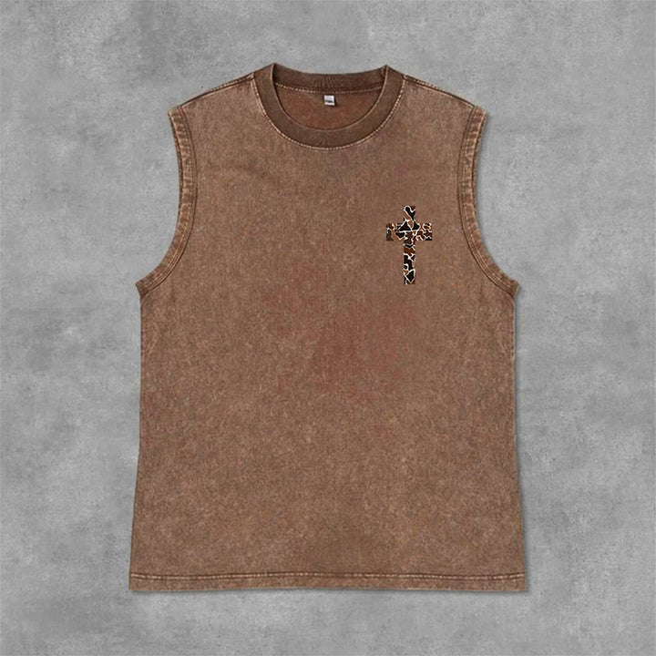 Christianartworkshop Ich vermag alles durch Christus Camo Cross Unisex Washed Tank Top - image 28