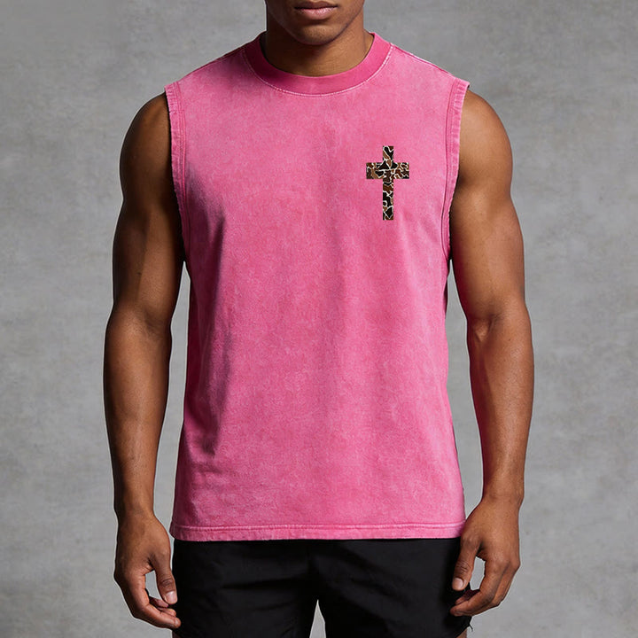Christianartworkshop Ich vermag alles durch Christus Camo Cross Unisex Washed Tank Top - image 31