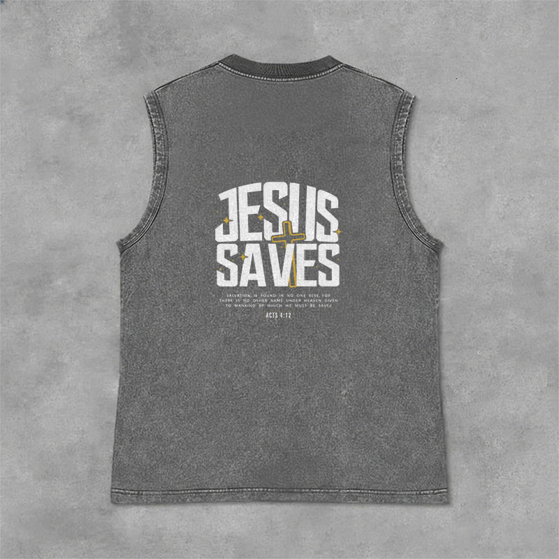 Christianartworkshop Glaubensvolles „Jesus rettet“ Unisex-Tanktop - Grau - 2XL - image 9