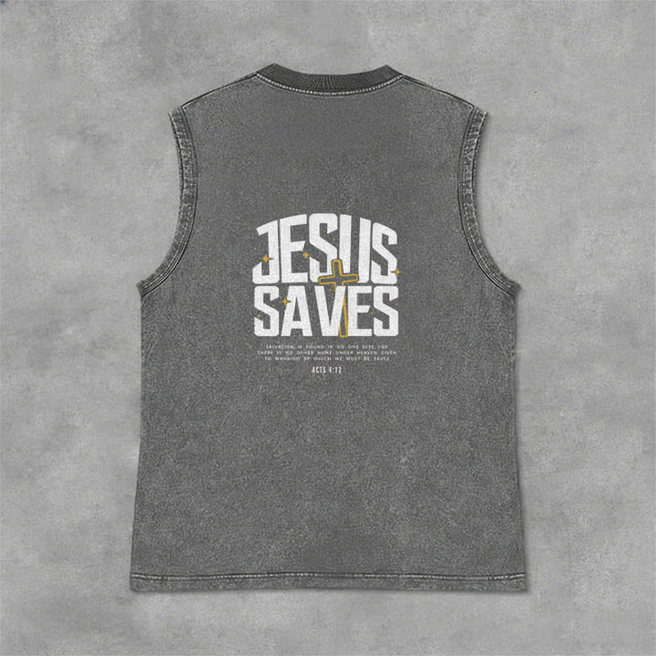 Christianartworkshop Glaubensvolles „Jesus rettet“ Unisex-Tanktop - Grau - 2XL - image 9