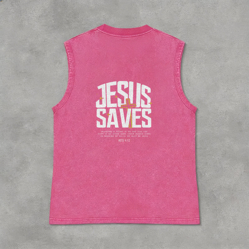 Christianartworkshop Glaubensvolles „Jesus rettet“ Unisex-Tanktop - Rosa - 2XL - image 0
